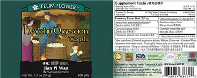 Plum Flower Healthy Digestion Teapills source label used in the packaging illustration