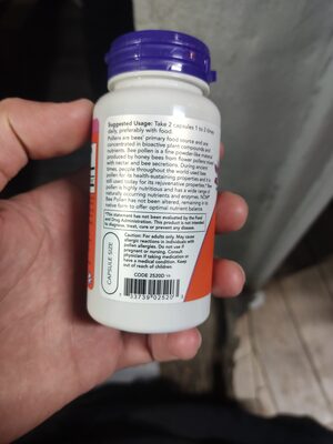 NOW Bee Pollen Caps 500 mg source label used in the packaging illustration