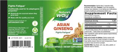Nature's Way Asian Ginseng 1120 mg source label used in the packaging illustration