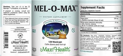 Maxi Health Mel-O-Max source label used in the packaging illustration