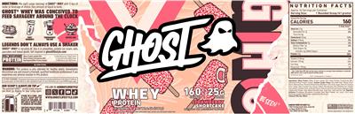GHOST Whey Protein Strawberry Shortcake source label used in the packaging illustration