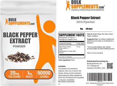 BulkSupplements.com Black Pepper Extract Powder 20 mg product packaging