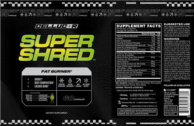 Cellucor Super Shred source label used in the packaging illustration