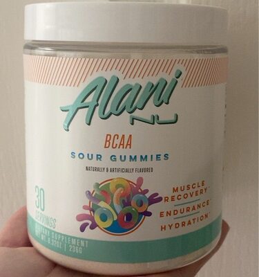 Alani Nu BCAA Sour Gummies source label used in the packaging illustration