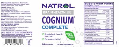Natrol Cognium Complete source label used in the packaging illustration