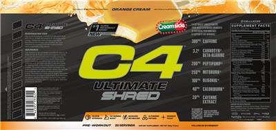 Cellucor C4 Ultimate Shred Creamsicle Orange Cream source label used in the packaging illustration