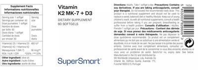 SuperSmart Vitamin K2 MK-7 + D3 product packaging