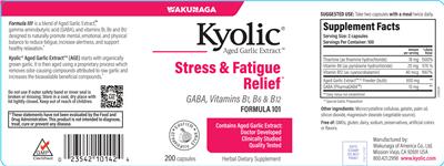 Kyolic Kyolic Stress & Fatigue Relief Formula 101 source label used in the packaging illustration