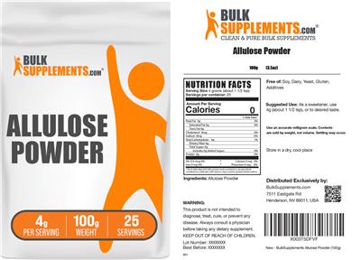 BulkSupplements.com Allulose Powder 4 g source label used in the packaging illustration
