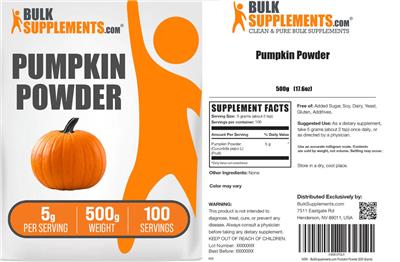 BulkSupplements.com Pumpkin Powder 5 g product packaging
