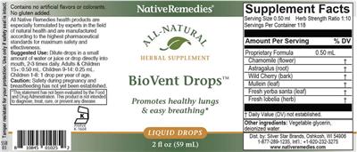 Native Remedies BioVent Drops source label used in the packaging illustration