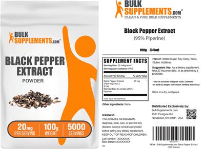 BulkSupplements.com Black Pepper Extract Powder 20 mg product packaging
