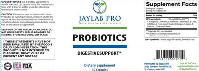 JayLab Pro Probiotics source label used in the packaging illustration