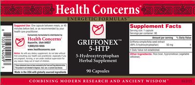 Health Concerns Griffonex 5-HTP product packaging