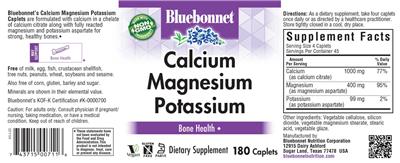 Bluebonnet Calcium Magnesium Potassium source label used in the packaging illustration
