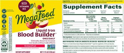 MegaFood Blood Builder Liquid Iron Once Daily Orchard Fruit product packaging