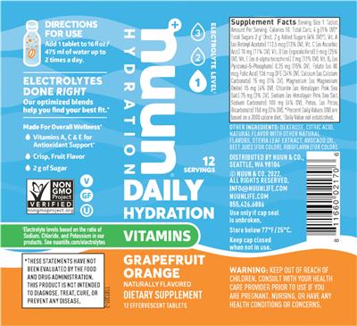 Nuun Hydration Grapefruit Orange source label used in the packaging illustration