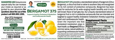 ProCaps Bergamot 375 source label used in the packaging illustration