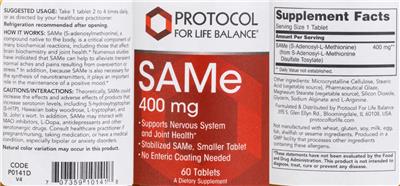 Protocol For Life Balance SAMe 400 mg product packaging