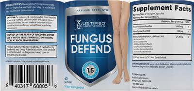 Justified Laboratories Fungus Defend source label used in the packaging illustration
