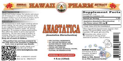 Hawaii Pharm Anastatica source label used in the packaging illustration