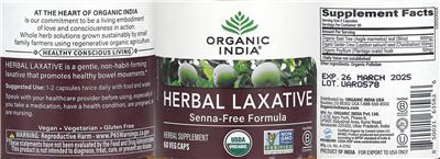 Organic India Herbal Laxative source label used in the packaging illustration
