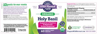 Oregon's Wild Harvest Holy Basil source label used in the packaging illustration