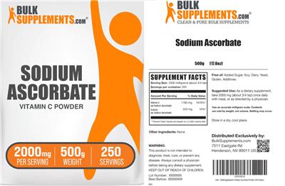 BulkSupplements.com Sodium Ascorbate product packaging