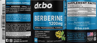 dr.bo Berberine 1200 mg source label used in the packaging illustration