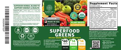 Number One Nutrition Organic Superfood Greens product packaging