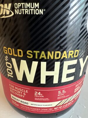 ON Optimum Nutrition Gold Standard 100% Whey Rocky Road source label used in the packaging illustration