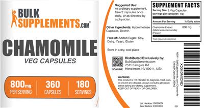 BulkSupplements.com Chamomile 800 mg Veg Capsules product packaging