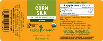 Herb Pharm Corn Silk source label used in the packaging illustration