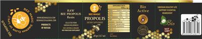 Bee Magic Propolis Raw Resin source label used in the packaging illustration