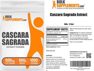 BulkSupplements.com Cascara Sagrada Extract Powder 500 mg product packaging
