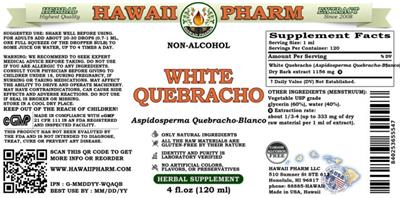 Hawaii Pharm White Quebracho Non-Alcohol product packaging