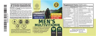 Number One Nutrition Men's Multivitamin source label used in the packaging illustration