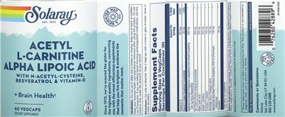 Solaray Acetyl L-Carnitine Alpha Lipoic Acid source label used in the packaging illustration