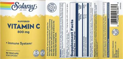 Solaray Buffered Vitamin C 800 mg source label used in the packaging illustration