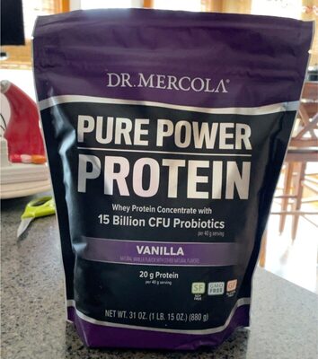 Pure Power Whey Protein + Probiotics Vanilla product packaging