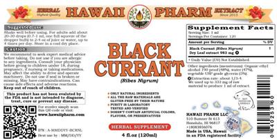 Hawaii Pharm Black Currant source label used in the packaging illustration