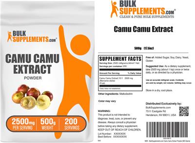 BulkSupplements.com Camu Camu Extract Powder 2500 mg product packaging