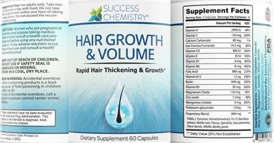 Success Chemistry Hair Growth & Volume source label used in the packaging illustration
