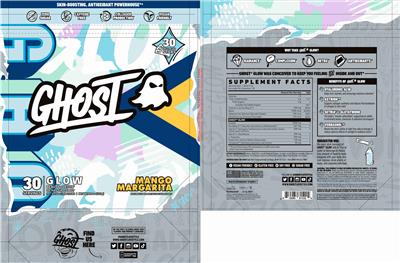 GHOST Glow Mango Margarita source label used in the packaging illustration