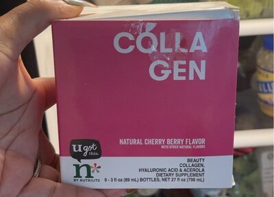 N by Nutrilite Collagen Natural Cherry Berry Flavor source label used in the packaging illustration