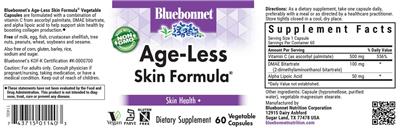 Bluebonnet Age-Less Skin Formula source label used in the packaging illustration