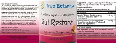 True Botanica Gut Restore source label used in the packaging illustration