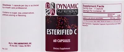 DNA Dynamic Nutritional Associates Esterfied C source label used in the packaging illustration
