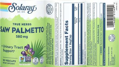 Solaray Saw Palmetto 580 mg product packaging