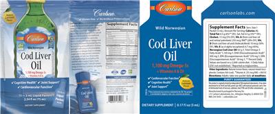 Carlson Cod Liver Oil source label used in the packaging illustration